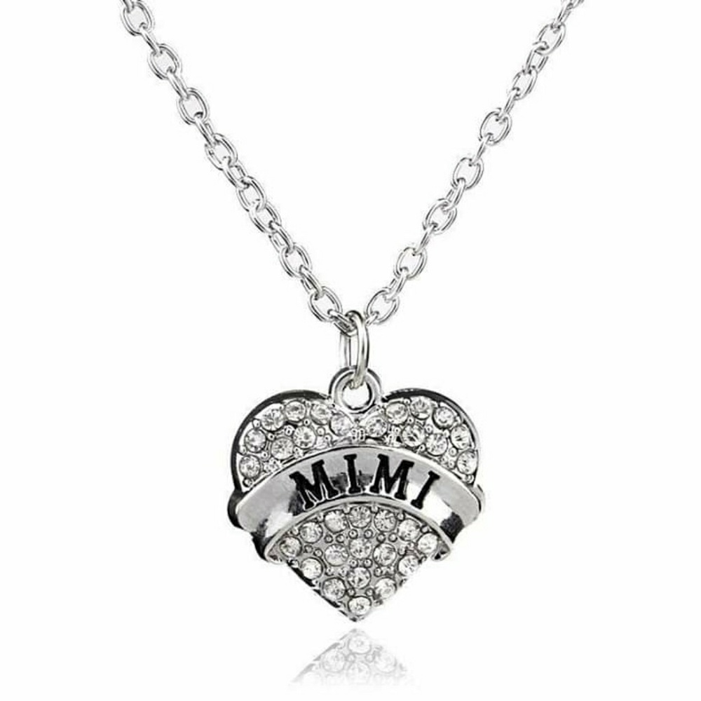 2/$10 Mimi Silver Crystal Accent Heart Necklace